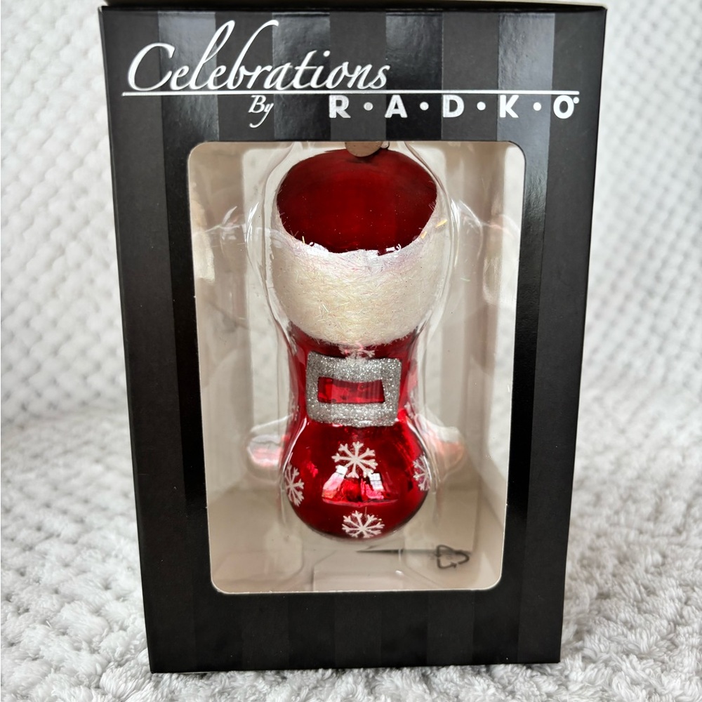 Christopher Radko Celebration Christmas Glass Ornament Stocking Presents 2009